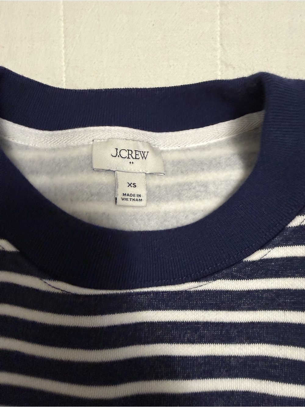 J.Crew Navy & White Striped Crewneck Sweatshirt